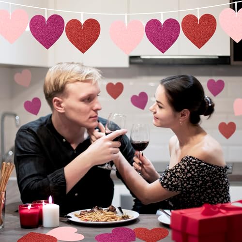 Image of Valentine's Day Glitter Heart Cutouts - 100Pcs Valentine Red Purple Pink Hearts Paper Accent Cutout Assorted Color Paper Heart Cuts for Classroom Bulletin Border Valentines Wedding Bridal Shower Decor