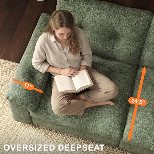 Image of Oversized Modular Sectional Sofa with Storage, Modern Deep Seat Cloud Couch for Living Room, L-Shaped Large Sectional Couch, 4 Seater, Green