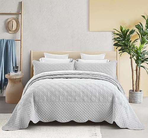 Image of HZ & HY Oversized King Bedspreads 128x120, Belgian Linen, Grey