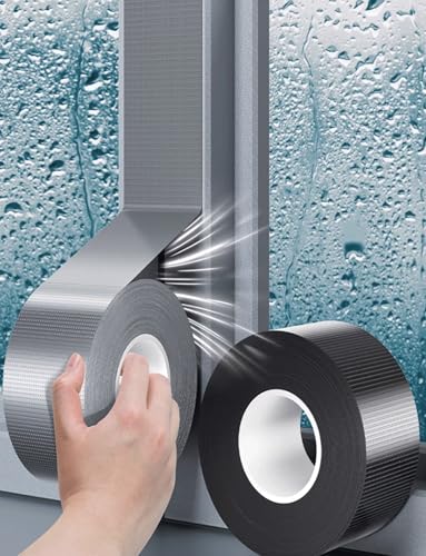 Cinta autoadhesiva impermeable for ventanas, sin residuos, multiusos, fácil de arrancar, bloquea corrientes de aire en invierno.(Silver,80mm)