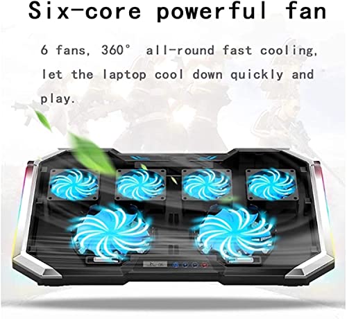 Base refrigeradora para laptop ajustable con 5 ventiladores silenciosos, 2 puertos USB y luces RGB, compatible con laptops de 12 a 17 pulgadas miniatura 7