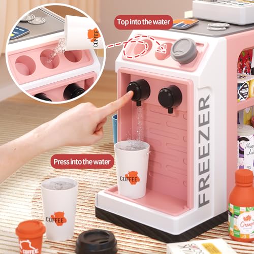 image for Jovow 48-Piece Pretend Play Cash Register Toy Set with Water Outlet Fu