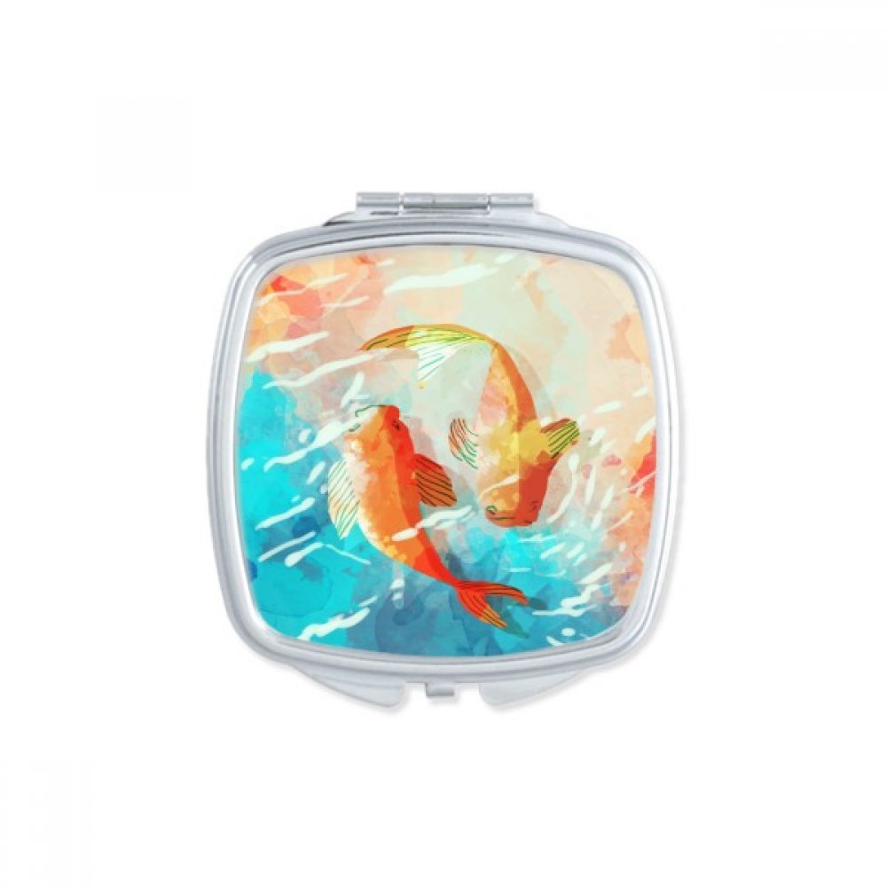 Miroir de maquillage compact carré Koi Fish petit miroir portable main