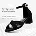 LAURMOSA Black Dress Shoes Girls Sandals High Heels for Kids Flower Girl Shoes Open Toe Ankle Strap Black Chunky Heels for Toddler Little Big Kids Wedding Party Church School (L1032SuBlack 2)