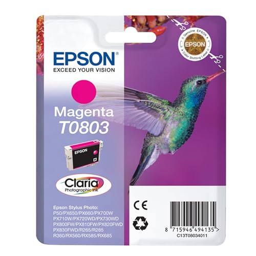Epson T0803 Magenta Hummingbird Genuine Ink, Claria Photo HD Ink Cartridge