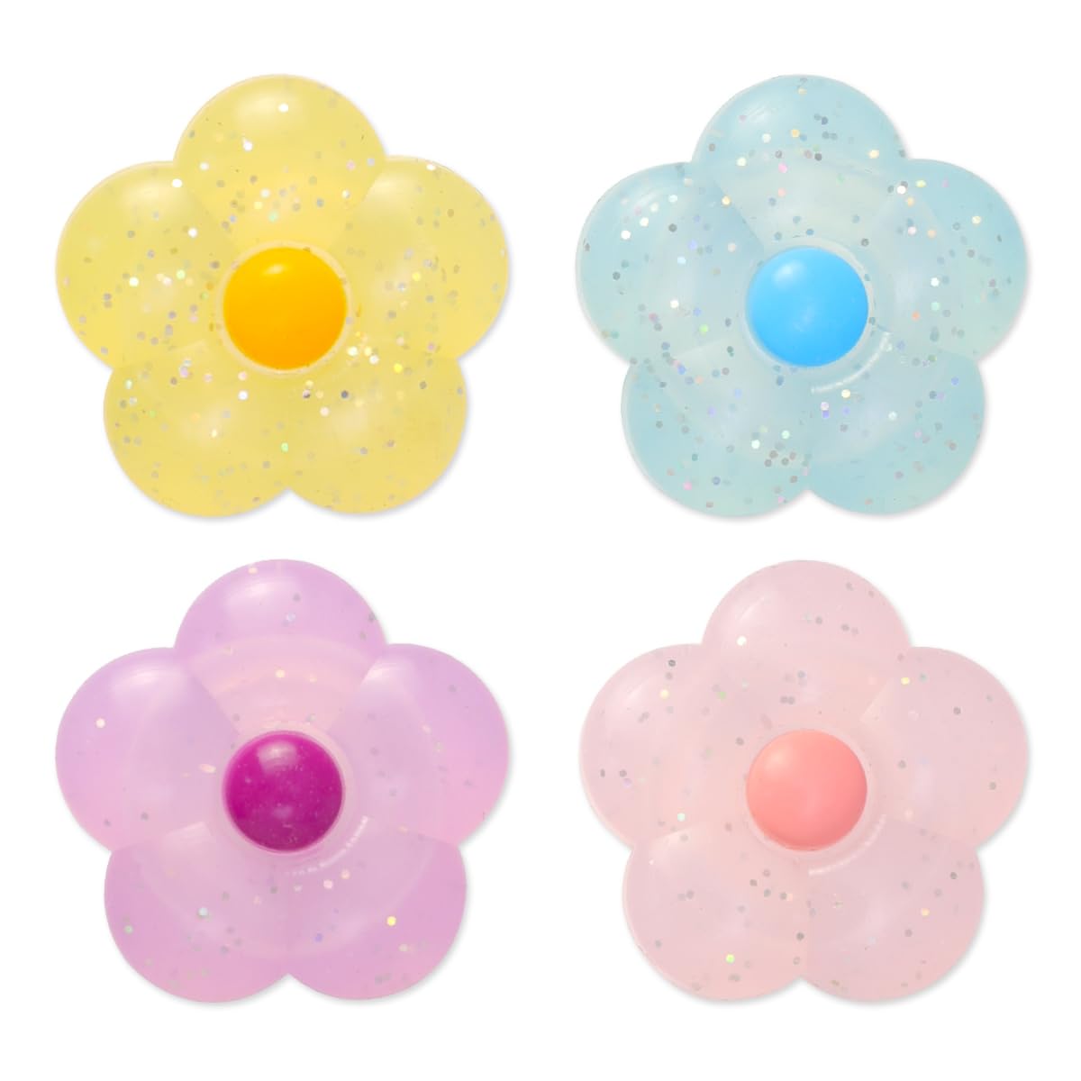 PERFECTSIGHT Cute Glitter Flowers Thumb Grip Caps for Switch 2, PS5, PS4, Xbox Series X/S, Xbox One, Switch PRO Controller, 4PCS Kawaii Soft 3D Analog