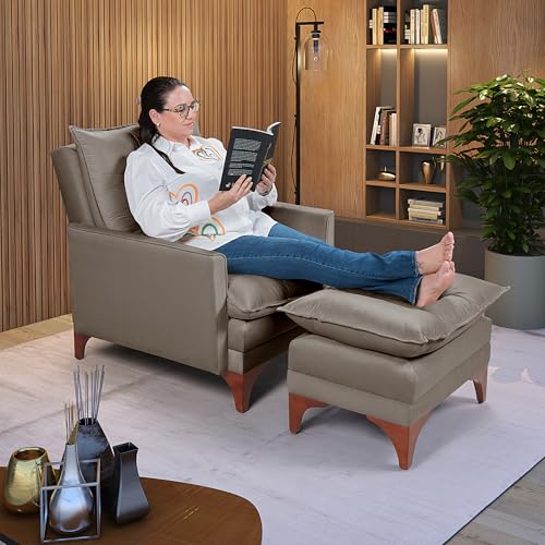 Poltrona Papai Reclinável Munique Veludo Com Puff Banqueta (Chocolate)