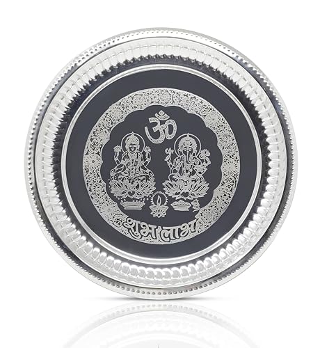 Ensemble Pooja Thali accessoires de prière plaqué argent pour autel et Diwali - 3