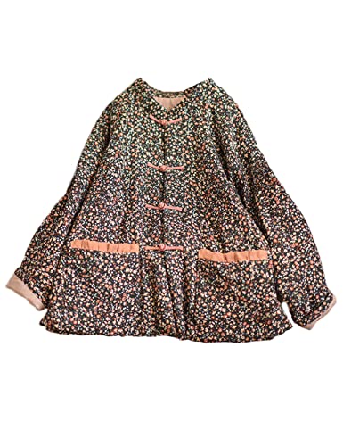 NFYM Womens Lighweight Quilted Lined Jacket Button Down Floral Print Cute Vintage Loose Short Coats with Pockets2