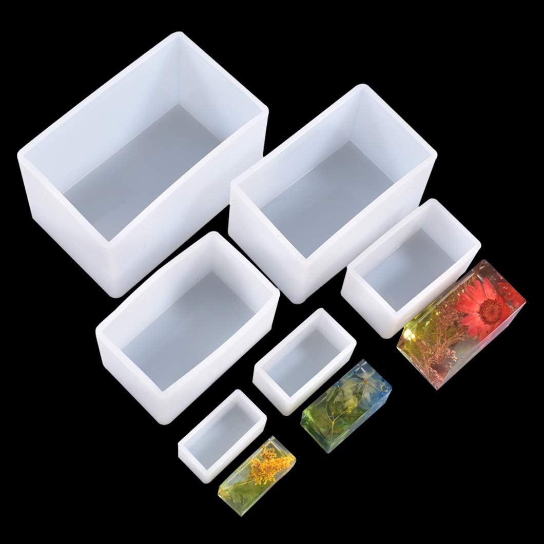 Rolin Roly 6 x Rectangular Resin Moulds Silicone Cuboid Epoxy Crystal Rectangular Moulding Resin Cuboid Silicone Mould for Jewellery Soap Dried Flower Decoration