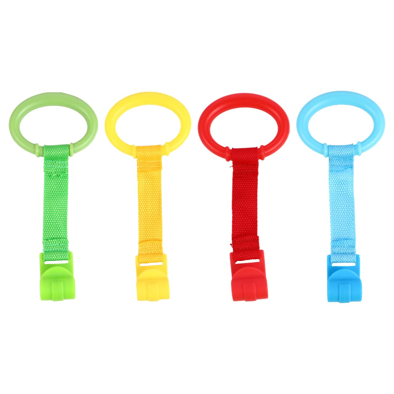 TOYANDONA Baby Pull up Rings for Crib and Playpen 4-Pack Baby Hand Pull Rings for Toddler Standing Support and Walking Assistance 8.3X3.7X1 Inches
