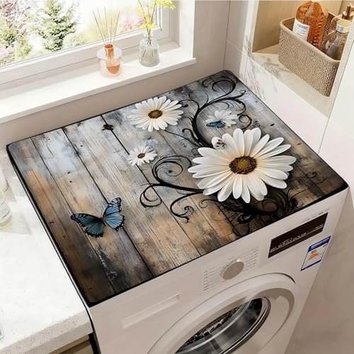 Image of Washer and Dryer Covers for the Top, Non-slip Dryer Top Protector Mat, Dust-proof Washing Machine Cover, 23.6 inch x 19.7 inch (Wood grain, 23.6 inch x 19.7 inch)