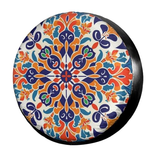 Image of Delerain Spare Tire Cover Mexican Talavera Tiles Style Wheel Covers Waterproof Dust-Proof UV Sun Universal Fit for Trailer RV SUV Truck and Many Vehicle (17 Inch for Diameter 31 inch-33 inch)