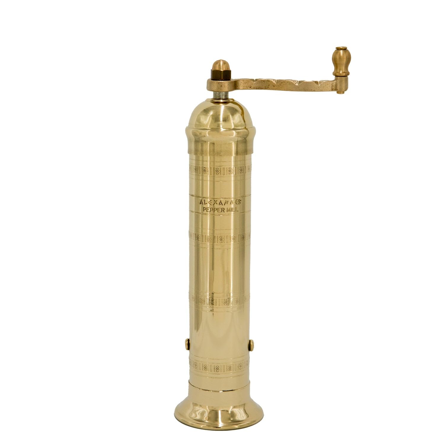 Alexander Home Original Greek Pepper Mill, 9-Inch Brass - European Manual Pepper Grinder, Refillable