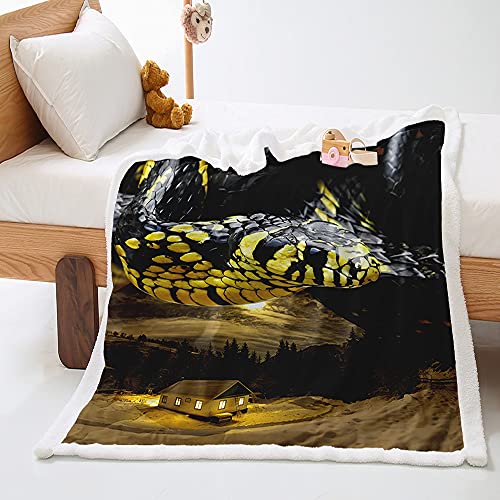 Highdi Coperta di Morbida Pile, Animale Stampa Calda e Accogliente Plaid Invernale Autunnale Divano Coperta Microfibra Pelosa, per Letto Soggiorno Bambini e Adulti (Cobra,90x120cm)