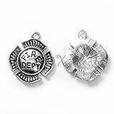 Wholesale Charms Fire Dept 23mm Antiqued Silver Plated Firefighter Charms Jewelry Making Supply Pendant Bracelet DIY Crafting (5)