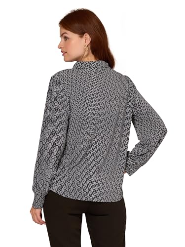 Image of Adrianna Papell Women's Print Collared V-Neck Knit Top