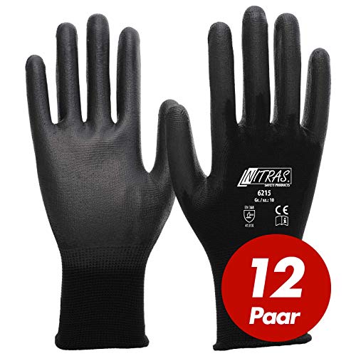 Preisvergleich Produktbild 12 Paar Nitras 6215 Nylon Strickhandschuh Schutzhandschuhe Gartenhandschuhe, Größe 7 -S