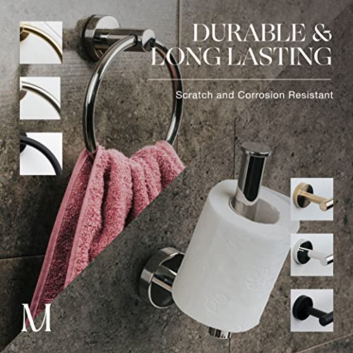 Image of MARMOLUX ACC 2PCS Chrome Bathroom Hardware Set - Hand Towel Holder for Bathroom Wall & Toilet Paper Holder Wall Mount - Towel Holder Hanger Rack Stainless Steel Bathroom Set - Bathroom Towel Ring