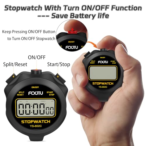 FCXJTU Einfacher digitaler Sport-Stoppuhr-Timer, Keine Glocken, Keine Uhr, kein Alarm, einfache Grundbedienung, lautlos, EIN/Aus, Reine Stoppuhr für Schwimmtraining, Lauftraining, Kinder, Trainer