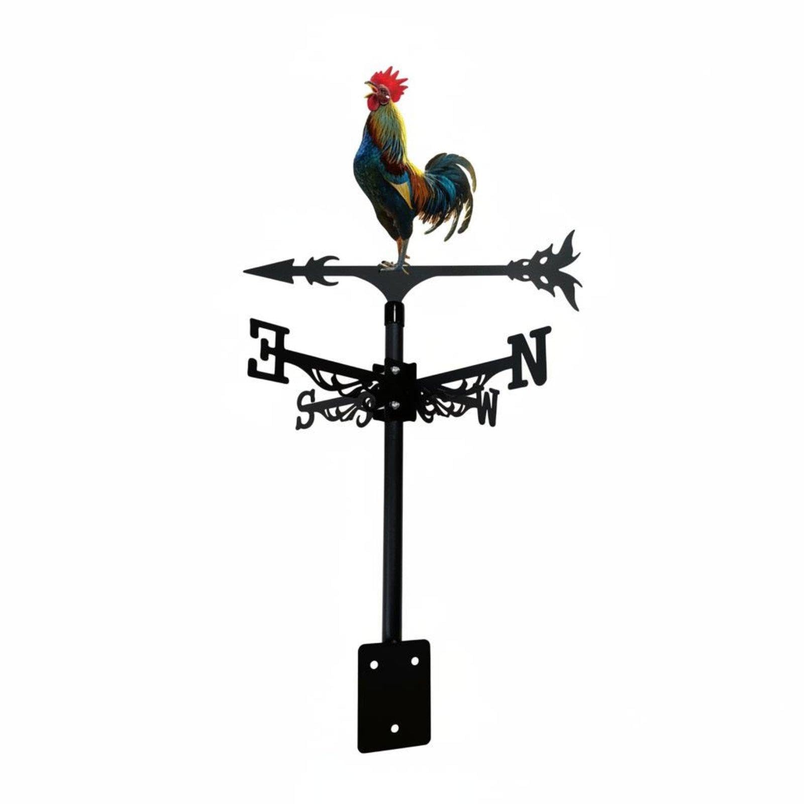 Weathercock Weathervane Wrought Iron Metal Weathercock Weather Resistant Roof Mount Wind Indicator for Garden, Rooftop, Farmhouse Rooster T135-image-48