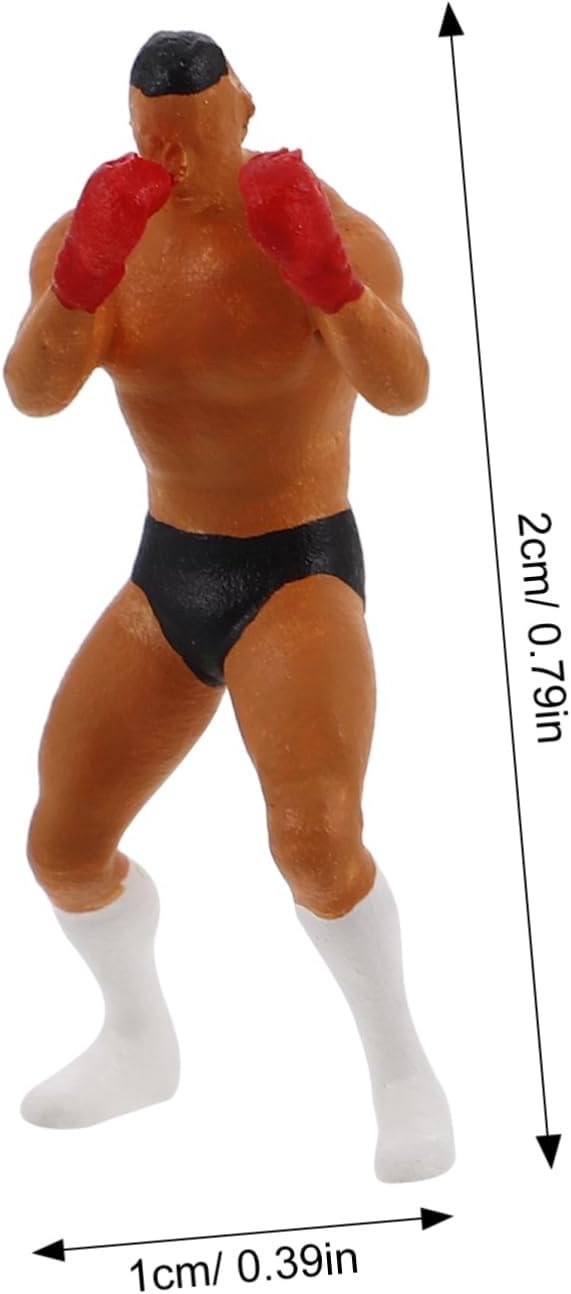 Yardwe Miniature Scale Boxing Figures Realistic Athlete Figurines for Model Train Accessories Sand Tray Diorama Unique Collectible Decor Fitness Enthusiast Display