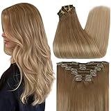 Full Shine 14 inch 10Pcs 100gram Balayage Remy Human Hair Clip in Extensions Ombre Dip Dye Color #10 Fading to #14 With Color #14 Blonde Highlighted Double Weft Clip In Extensions