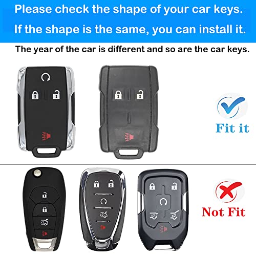 Kirsnda For Chevrolet Key Fob Cover Case With Keychain,Soft Tpu Key Shell/Skin,4-Buttons Fit Gmc Chevy Colorado Silverado Suburban Tahoe Silverado Remote Key Vehicle Accessories(Silver) #TOP1