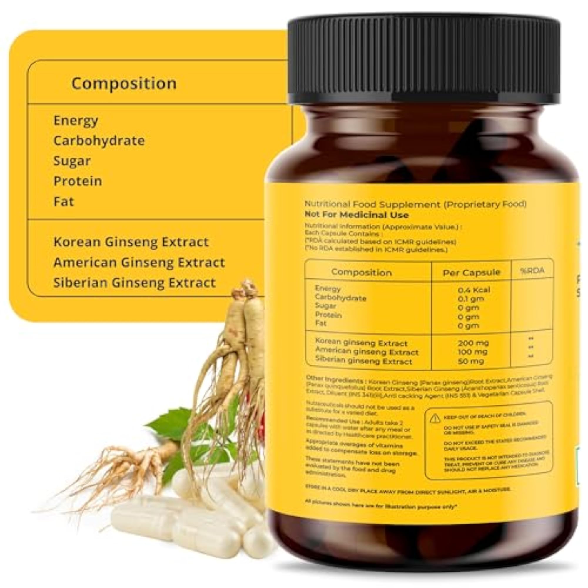 NOT SHY Triple Ginseng Blend Veg Capsules, 30 Count