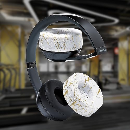 WC SweatZ Solo - Patented Earpad Sweat Covers for Beats Solo 4, Solo 3 & Solo 2, Made by Wicked Cushions, Gold Marble - Image 3