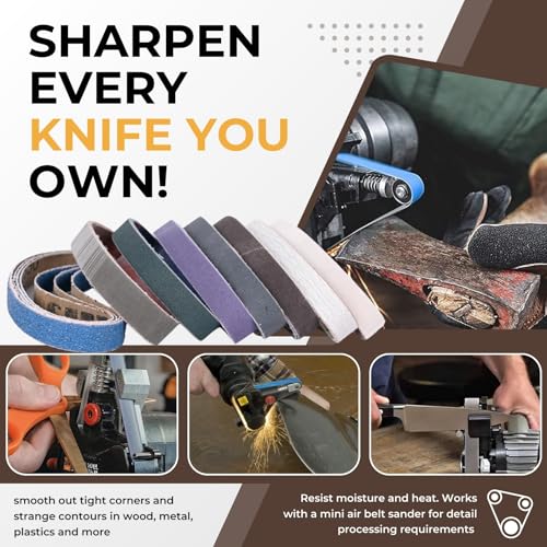 Image of 48-Piece 1 /2 x 12 Inch Knife Sharpener Sanding Belts 120-800 Grit