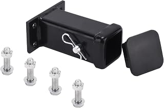 NovelBee Trailer Tow Hook Receiver 2 inch Bolt-On Receiver Opening Hitch Tube with Cover Fit for Dodge Ram 2003-2014 Hitch Truck Front Bumper