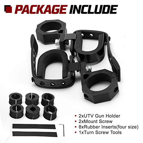 Bunker Indust Utv Gun Rack Clamp,Utv Tool Mounting Compatible With Polaris Rzr Ranger Can Am Honda Kawasaki Snowmobile Side By Side,Gun Holder Fit For 1” 1.5” 1.75” 2” Tubes Roll Bars Cage Roof Rack #TOP5