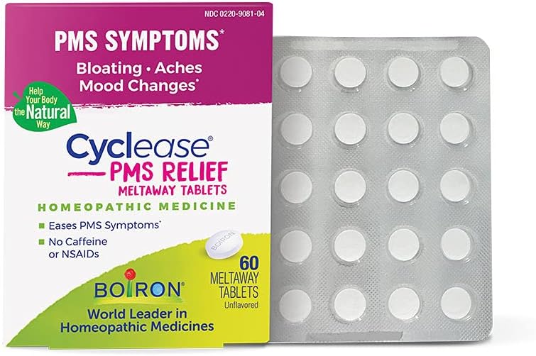 Boiron Cyclease PMS Relief Tablets for Symptoms from PMS of Bloating, Aches, Mood Swings, and Irritability - 60 Count