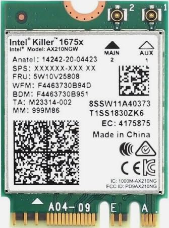 Killer Wi-Fi 6E AX1675X + Bluetooth 5.3 componente de actualización para rendimiento de red PC