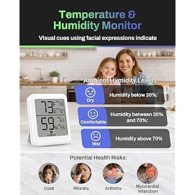 BN-LINK Digital Hygrometer Indoor Room Thermometer, Accurate Temperature and Humidity Meter with Large LCD Monitor for Home, Bedroom, Terrarium, Incubator, Greenhouse, 1 Pack