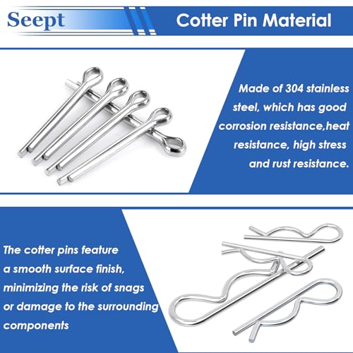 Image of 132Pcs Clevis Pin Assortment Kit - 304 Stainless Steel Cotter Pins & Carbon Steel Clevis Pins for Trailer Latch - Single Hole Clevis Pins for Versatile Use
