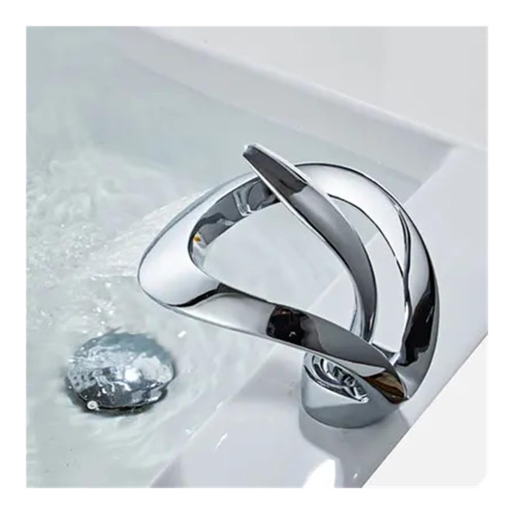 Blyqxs Chrome Basin Faucet Waterfall Sink Faucet, Hot And Cold Bathroom Cabinet Basin Faucet Asn-01(Chrome)