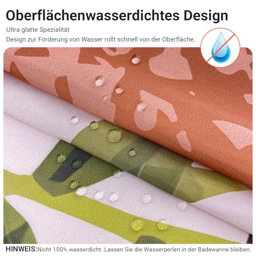 Lerores Shower Curtain, 200 x 200 cm, Leaves Line, Weighted Hem, Anti-Mould Textile, Water-Repellent - Image 2