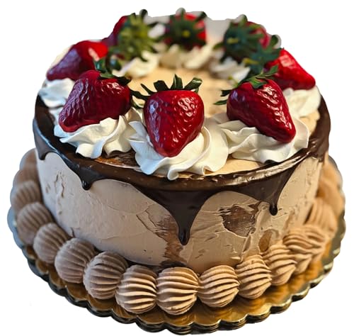 Fake Cake Naked Chocolate Cake w/Strawberries and Chocolate Drizzle Handmade