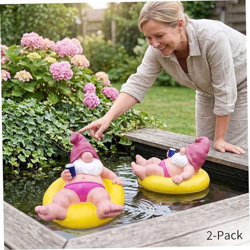 Gnomes de jardin drôles à offrir pour décorer une piscine extérieure