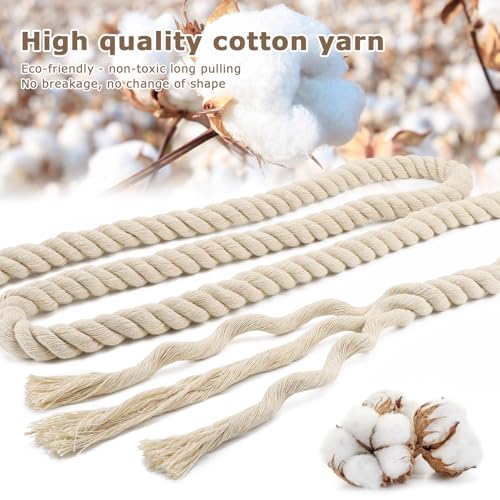 Baumwollkordel 20mm 4m, Makramee-Garnseil Tau Seil Cotton Rope Baumwollkordel Dickes Seil Weiß Seil Kordelband Vielseitig Baumwollseil Deko Seil für DIY Handwerk Dekoraion
