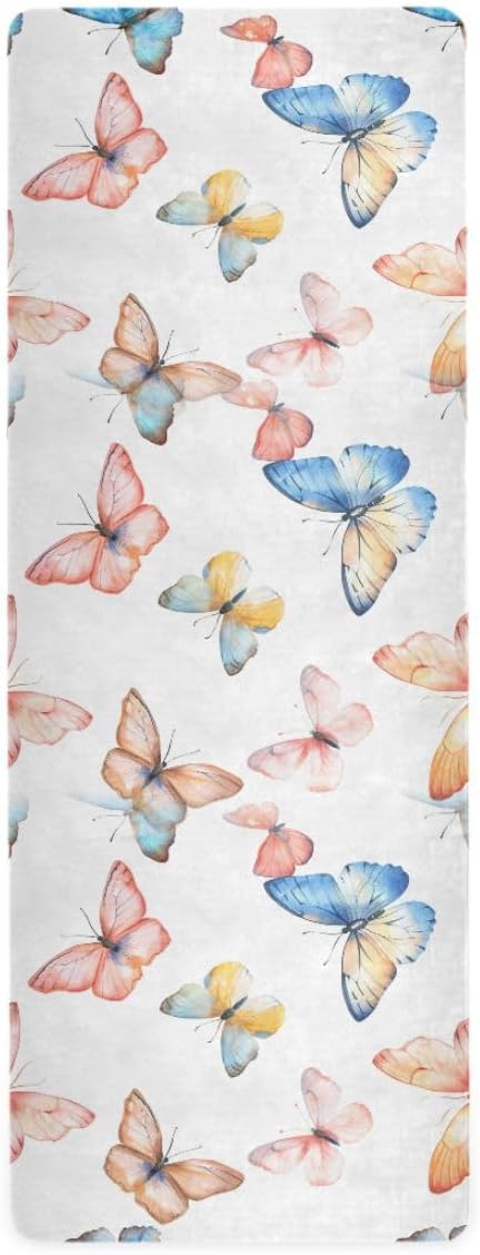 ALAZA Flying Butterflies in Watercolor Yoga Mat Non Slip Fitness Exercise Mat, Workout Mat for Yoga, Pilates and Floor Exercises