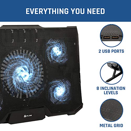 KLIM-Cyclone-Base-Refrigeradora-Portatil-Potente-Refrigerador-Portatil-con-5-Ventiladores-para-Ordenador-Gaming-PS4-PS5-Varias-inclinaciones-Soporte-estable-Blanca-Nueva-Version-2022