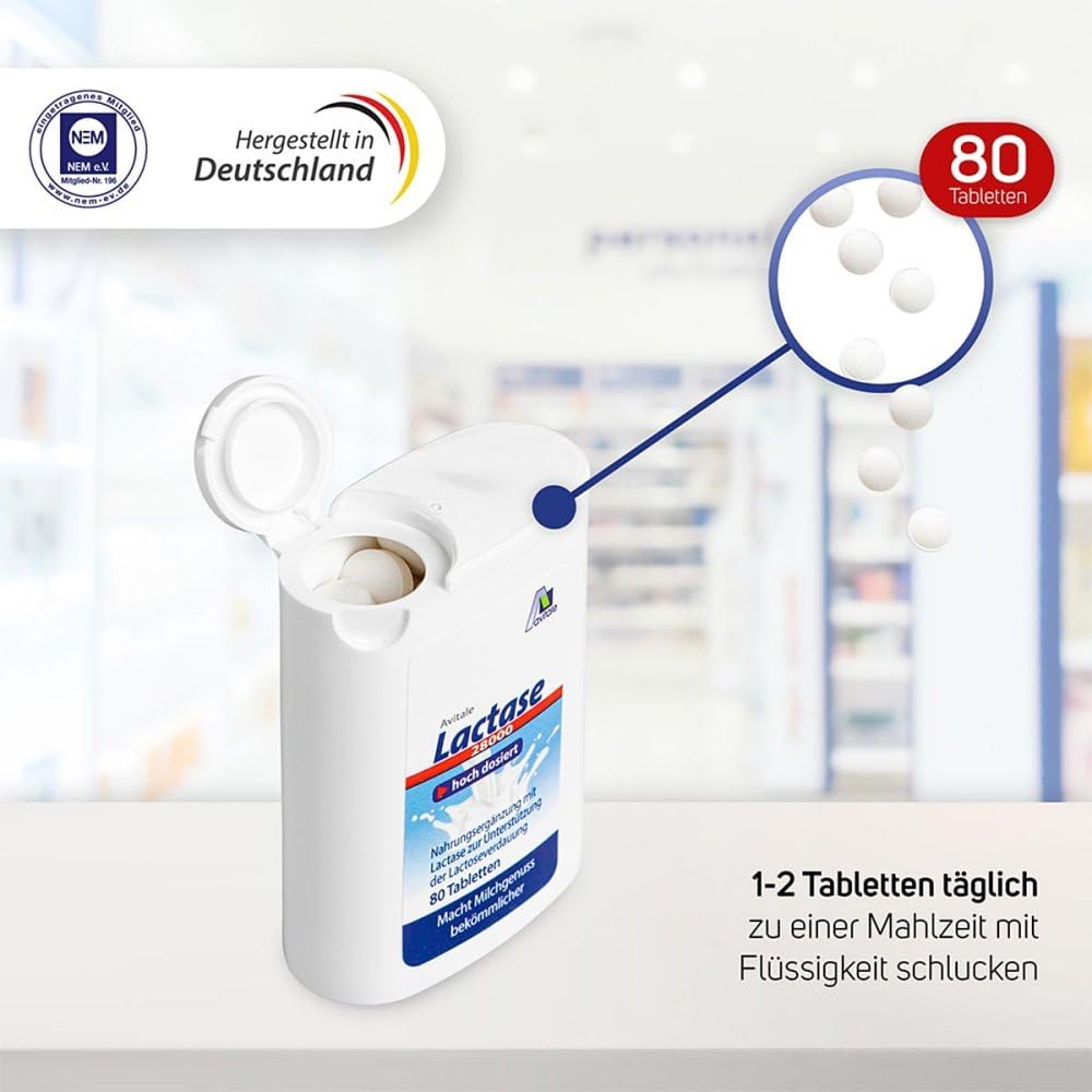 Avitale Lactase 28000 FCC Tabletten im Spender, 80 St. Tabletten