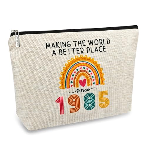 ancpeany 40th Birthday Gifts for Women Her Makeup Bag, 1985 Anniversary 40 Year Old Birthday Decorations Party Favors for Mom, Wife, Sister, Friend, Mothers Day, Christmas, Small Cosmetic Travel Pouch