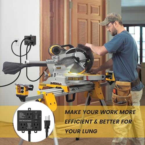 Image of Automatic Vacuum Switch, Ortis Vacuum Switch for More Power Tools, Delay Vacuum On /Off to Prevent Circuit Overload and Tripping, Keep Your Workplace Cleaner, Better for Your Lung, Black