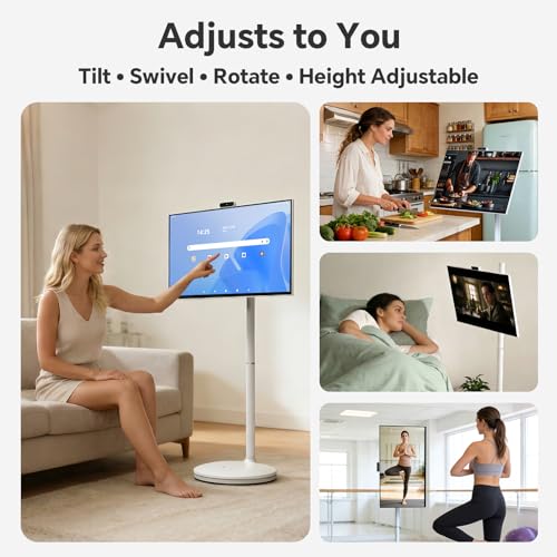 Image of 32 inch 4K Smart Portable TV on Wheels, Anti-Glare Touch Screen | Built-in Battery, Built-in Speakers Camera, Full Swivel Rotation