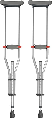 LUCKYERMORE 1 par de muletas para antebrazo, muletas universales con altura ajustable y puños giratorios, muletas antideslizantes de aluminio para