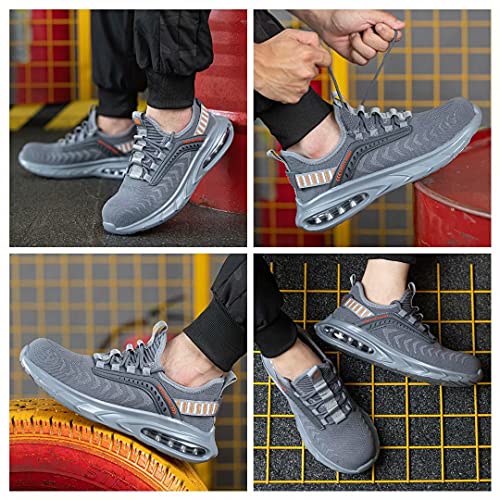 Image of Furuian Steel Toe Shoes for Men Work Women Lightweight Air Cushion Sneakers Slip Resistant Safety Work Boots Indestructible Shoes